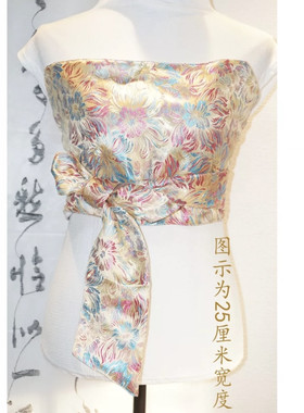 蝴蝶乱菊文艺围胸织锦缎新中式绣花绑带裹胸腰封油画感衬衫装饰女