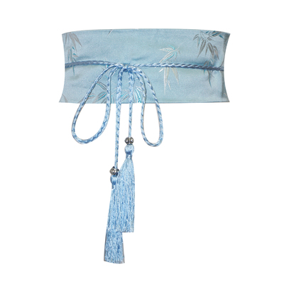 中国风竹叶流苏汉服腰封夏季清新