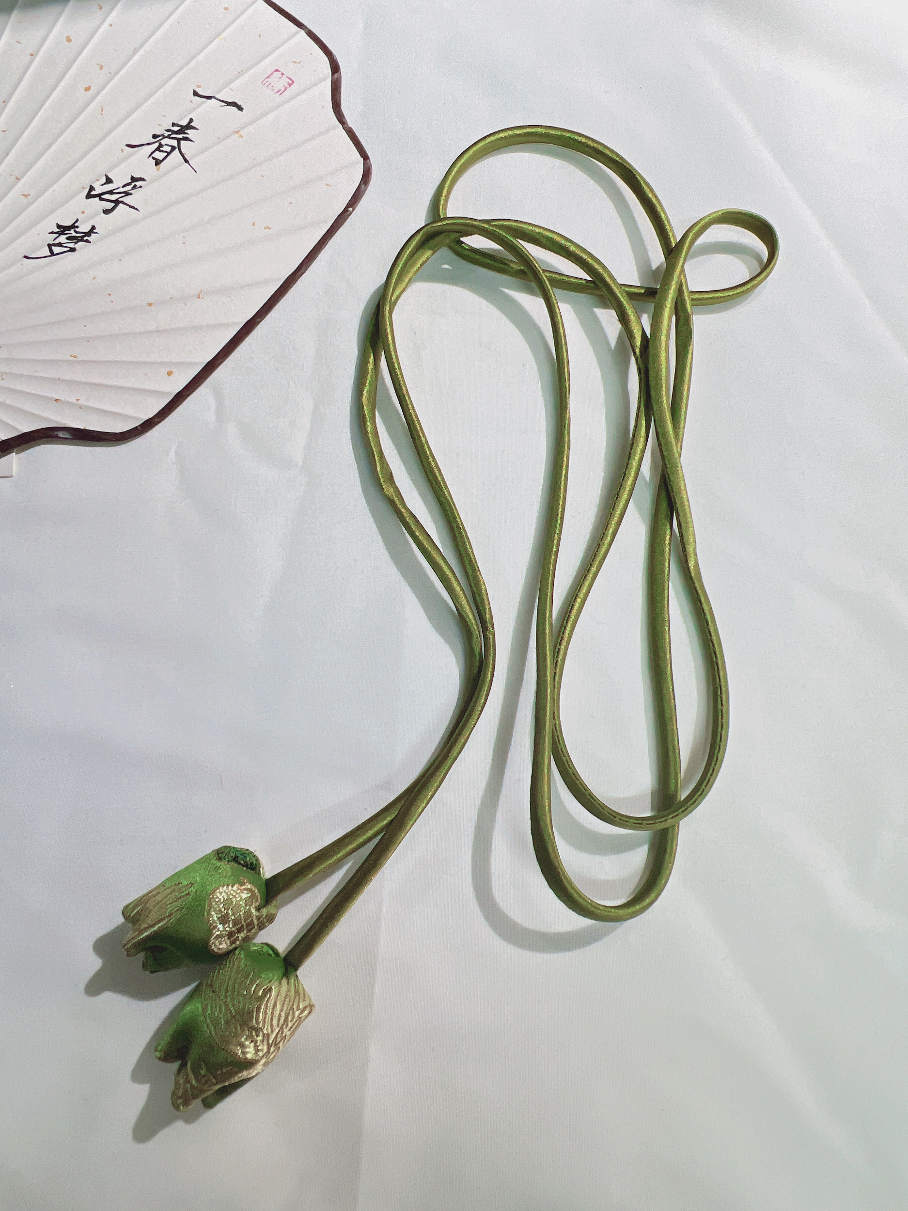 新中式国风复古郁金香小铃铛腰带配裙子连衣裙手工制作花苞腰绳