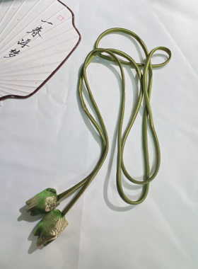 新中式国风复古郁金香小铃铛腰带配裙子连衣裙手工制作花苞腰绳