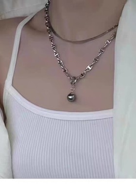 天然海水珍珠大溪地猪鼻子七夕礼物男女通用情侣款时尚轻奢欧美