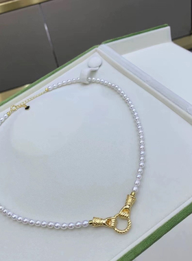 玫瑰刘亦菲同款手拉手珍珠项链天然淡水珍珠S925纯银锁骨链