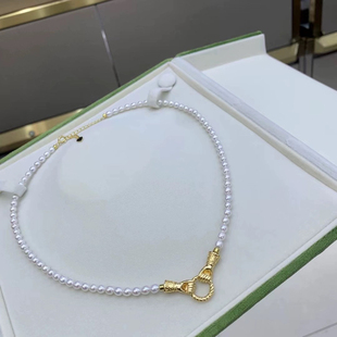 玫瑰刘亦菲同款手拉手珍珠项链天然淡水珍珠S925纯银锁骨链