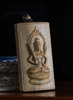 原创十二生肖本命佛八大守护神绿檀天然实木精雕刻吊坠项链挂件年