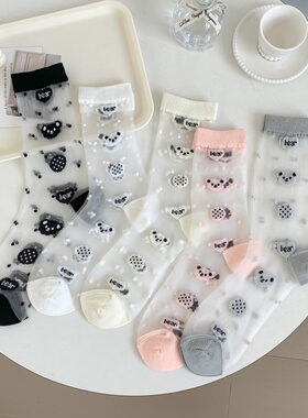 清仓全店满15包邮袜子女中筒袜夏天薄款卡丝袜可爱卡通外穿凉鞋袜