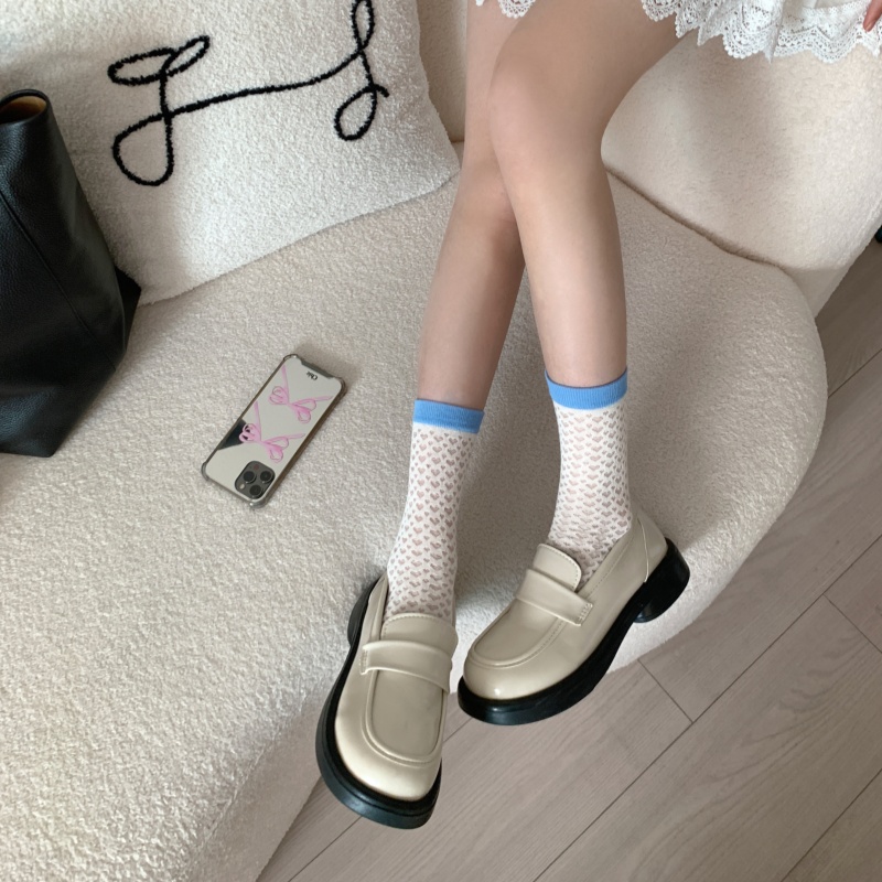 外穿女士棉质爱心镂空中筒袜