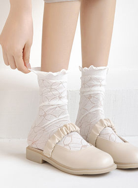 女士全棉夏天薄款中筒袜