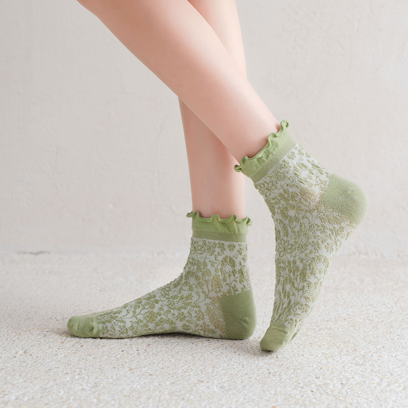 袜子女春秋ins潮流网红袜个性木耳边日系中筒袜夏天薄款短筒女袜,女士内衣/男士内衣/家居服,短袜,淘宝优惠券,粉丝福利购,淘宝优惠卷