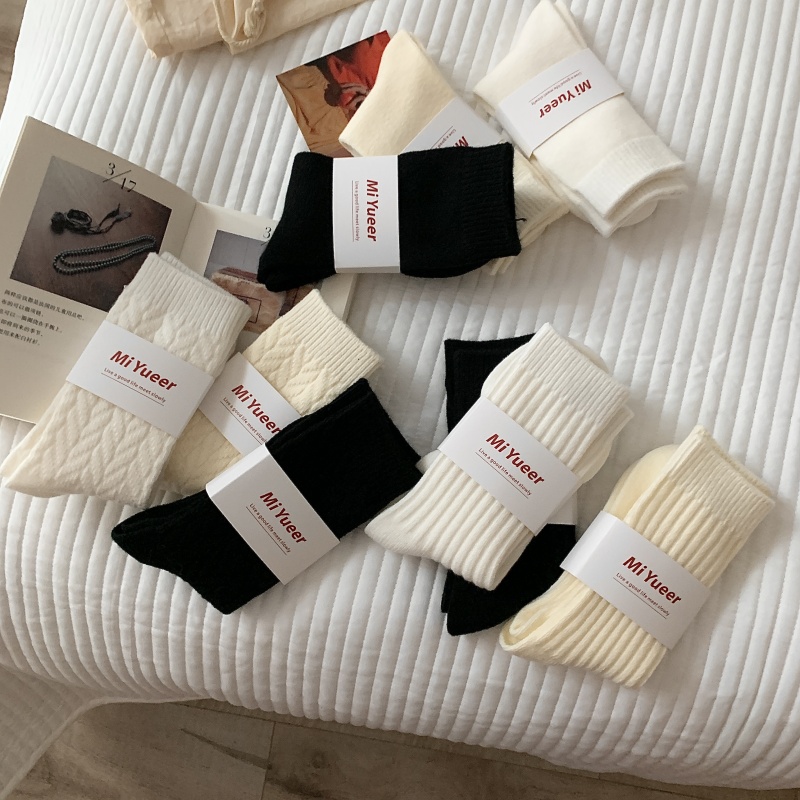 保暖女士羊毛抗起球中筒袜