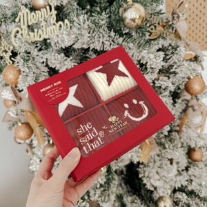 中筒外穿红色新年中筒袜