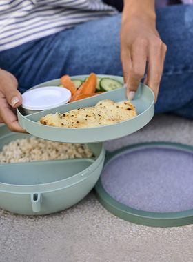 荷兰进口mepal分格便当盒可微波炉加热沙拉碗轻食盒圆形分层餐盒