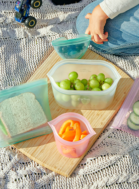 美国ZipTop铂金硅胶袋密封抗菌冰箱冷冻收纳袋户外带餐储物分装碗