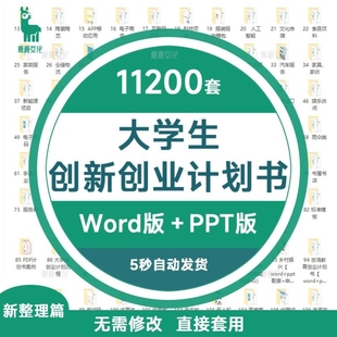 大学生创新创业计划书word成品互联网+大赛ppt模板商业策划书撰写