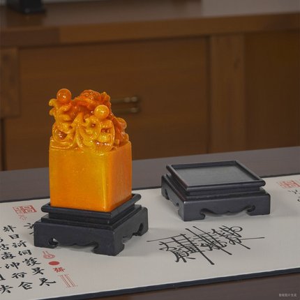 红木印章玉玺底座正方形方图章底拖黑檀木实木玉石摆件紫光檀木托