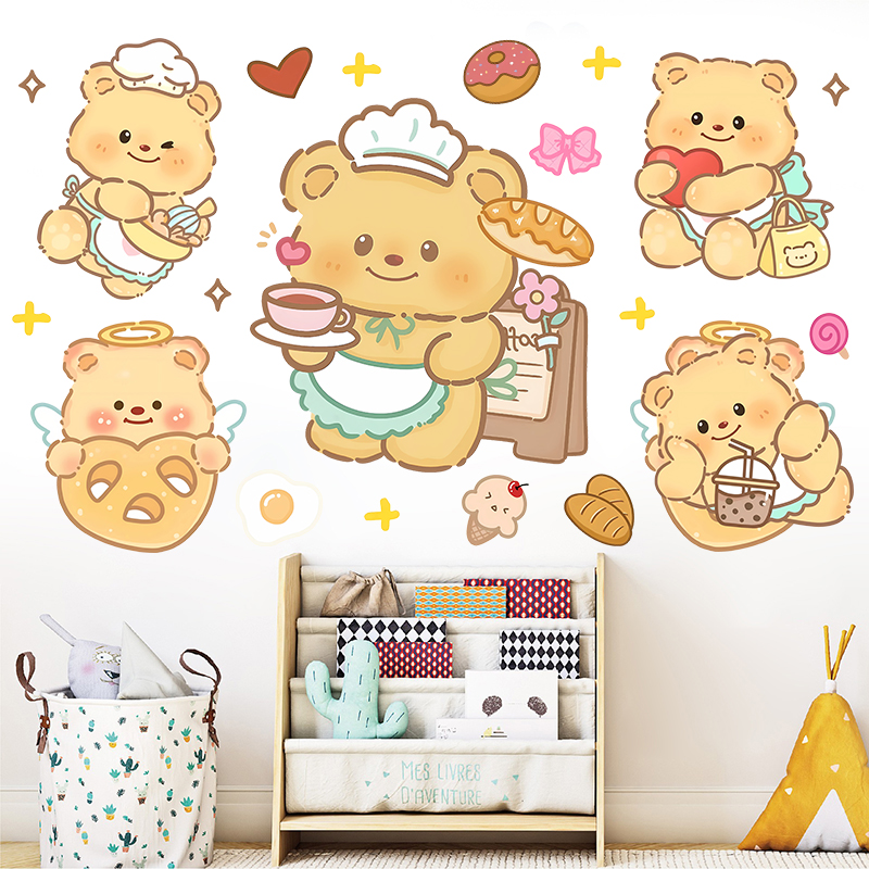 可爱黄油小熊贴纸儿童房墙面