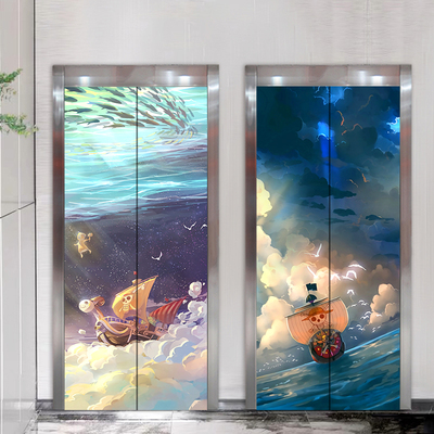 海贼王防水自粘电梯门贴纸定制