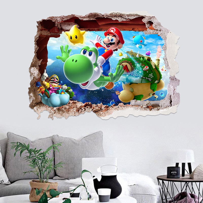 3d立体超级玛丽马里奥儿童房墙贴