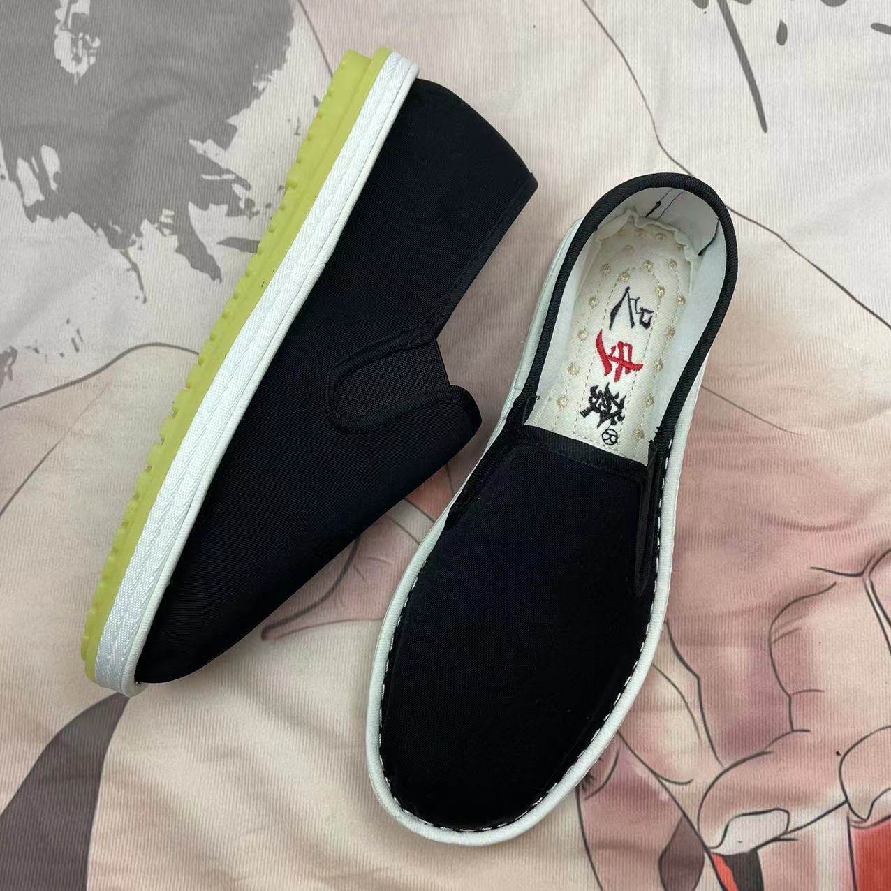 春秋老北京布鞋男士千层牛筋底透气不臭脚手工懒人一脚蹬男女百搭