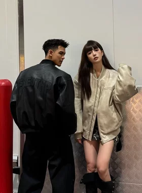 可拆卸连帽PU皮衣羽绒服外套
