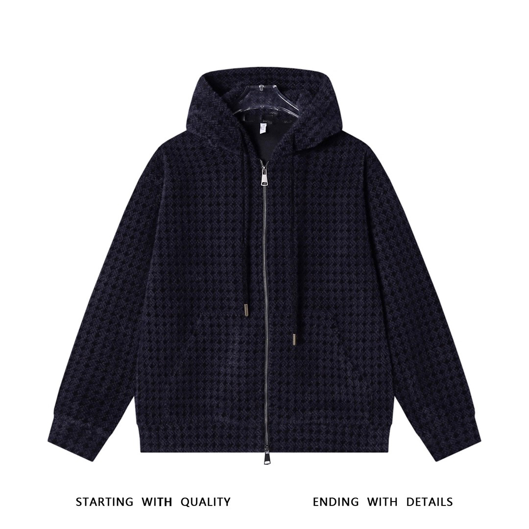 SA男士秋冬新款痞帅男装潮牌绒毛拉链开衫连帽卫衣暗纹百搭上衣