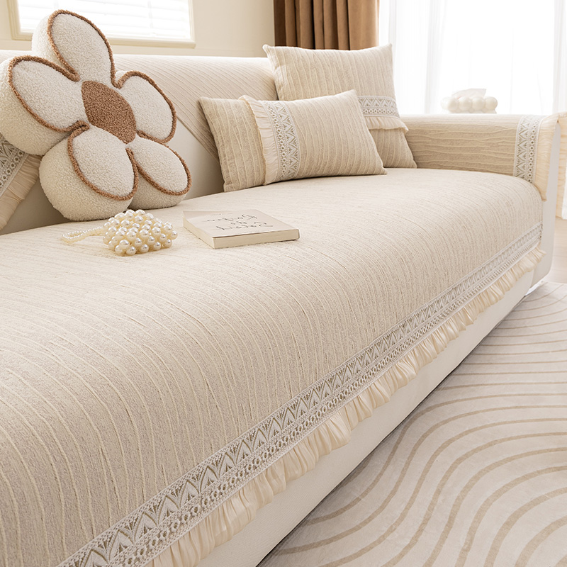 奶油风法式高级沙发垫四季用2025新款裙摆皮沙发套罩盖布巾坐垫子