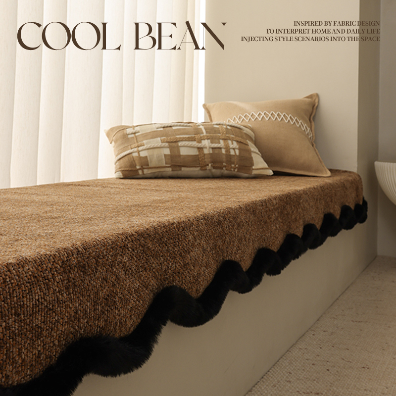 秋冬美拉德中古风飘窗垫超大兔毛边2025新款阳台垫榻榻米改造神器