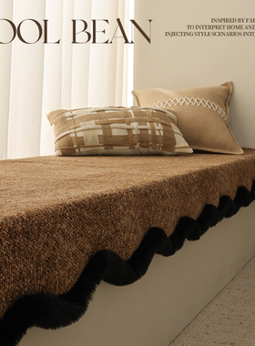 四季美拉德中古风飘窗垫超大兔毛边2026新款阳台垫榻榻米改造神器