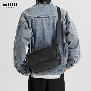 觅旧斜挎包男潮牌休闲皮质包包高级感男士单肩包通勤背包礼物6185