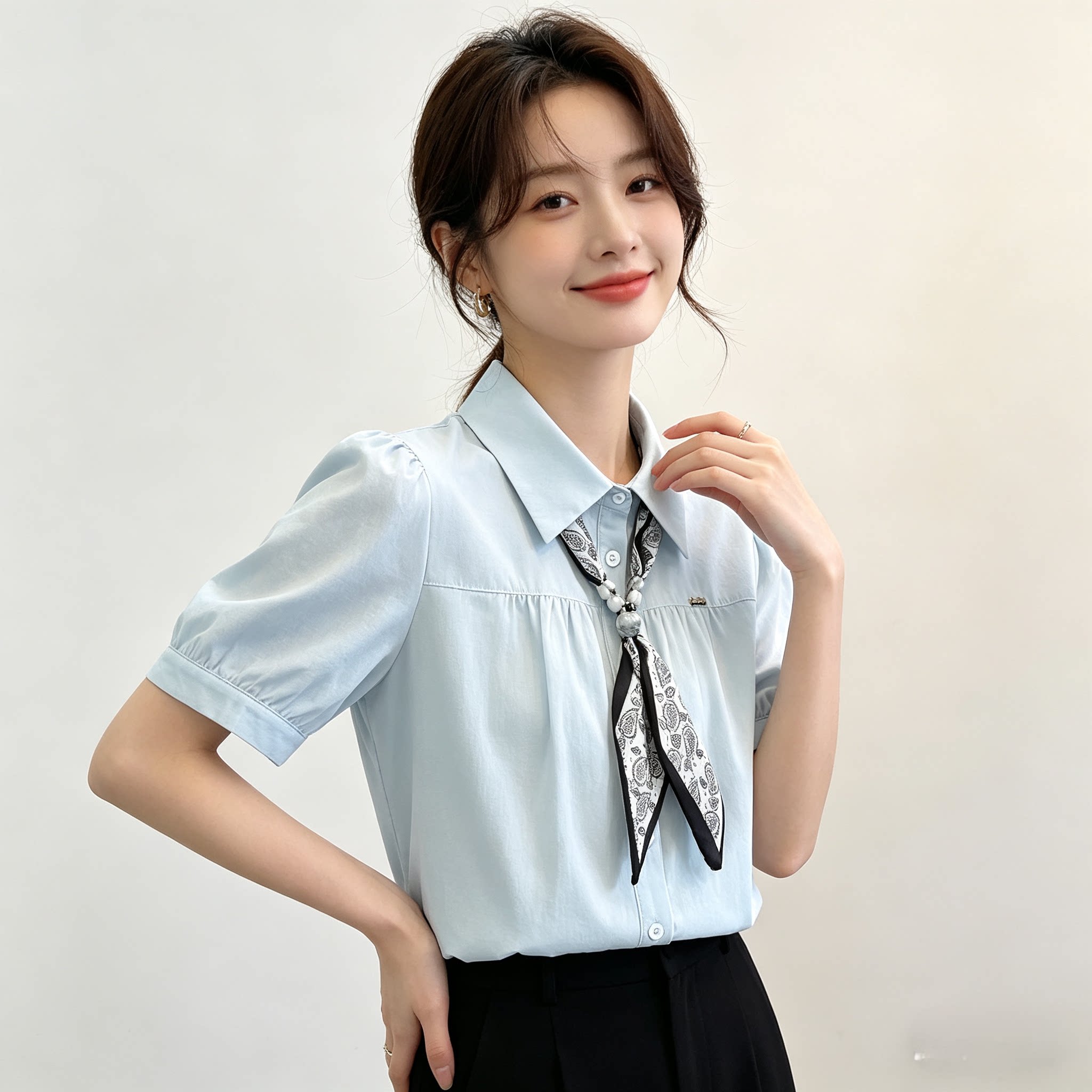 2026年新款夏季韩版短袖宽松显瘦衬衫女款通勤百搭高级感半袖上衣