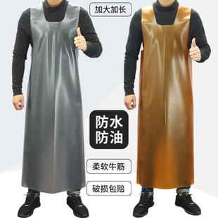 加肥耐磨牛筋防水围裙马甲卖鱼菜场反穿工作服加厚软皮围腰罩衣男