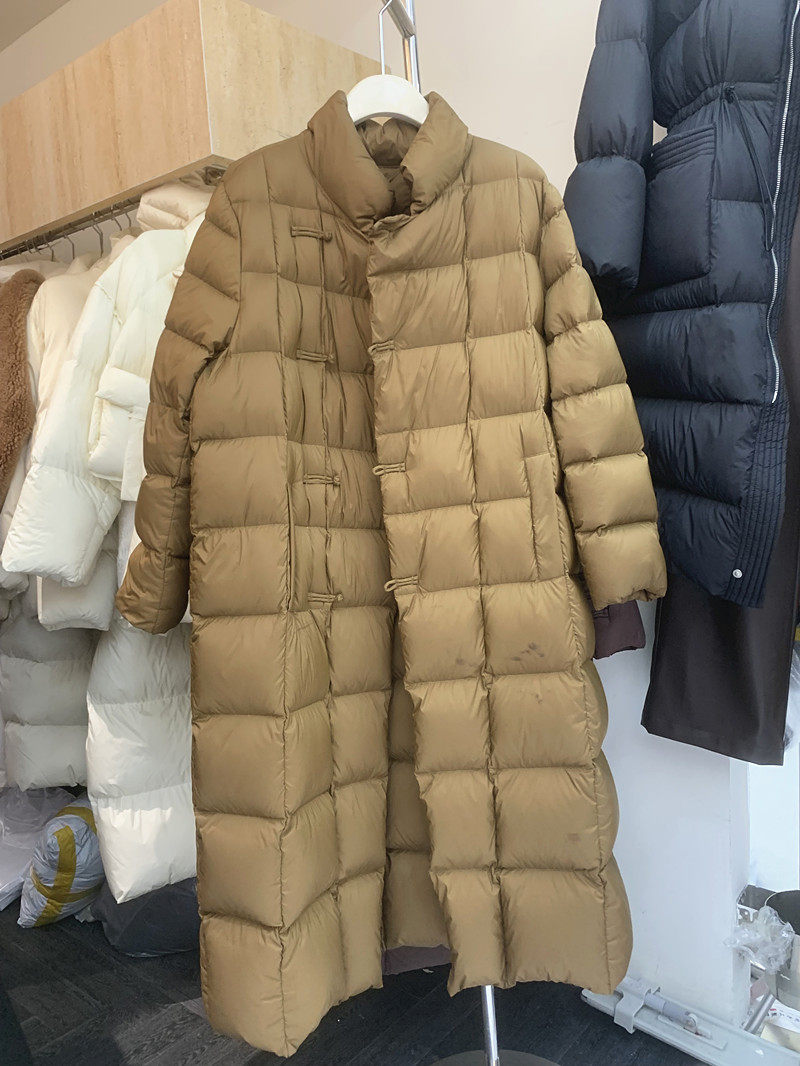 长款羽绒服欧洲站冬款长袖立领复古盘扣白鹅绒过膝保暖横纹鹅绒服,女装/女士精品,羽绒服,淘宝优惠券,粉丝福利购,淘宝优惠卷
