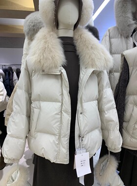 LOUISAS可拆卸大毛领羽绒服外套1