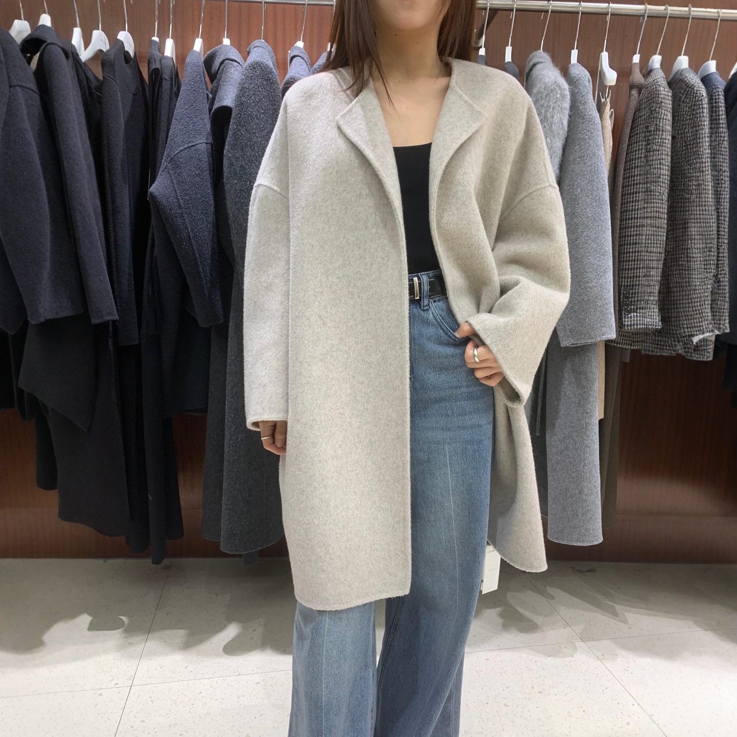 IRENE双面羊毛呢外套女开衫大衣1