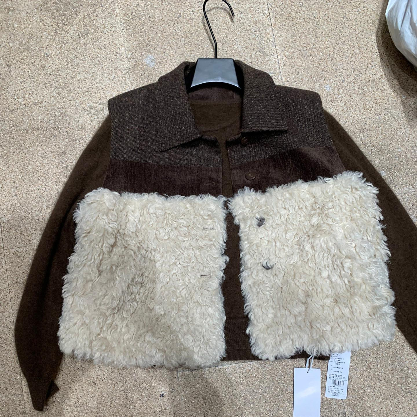 拼接撞色绵羊毛马甲加厚保暖马夹