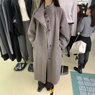 秋冬长款夹棉风衣外套女韩国东大门新款加厚保暖单排扣气质大衣潮