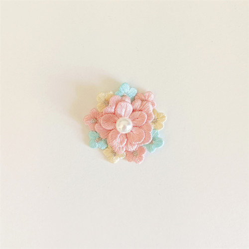 韩国原装进口绣花片/珍珠花朵/韩服胸花DIY/古风汉服旗袍装饰