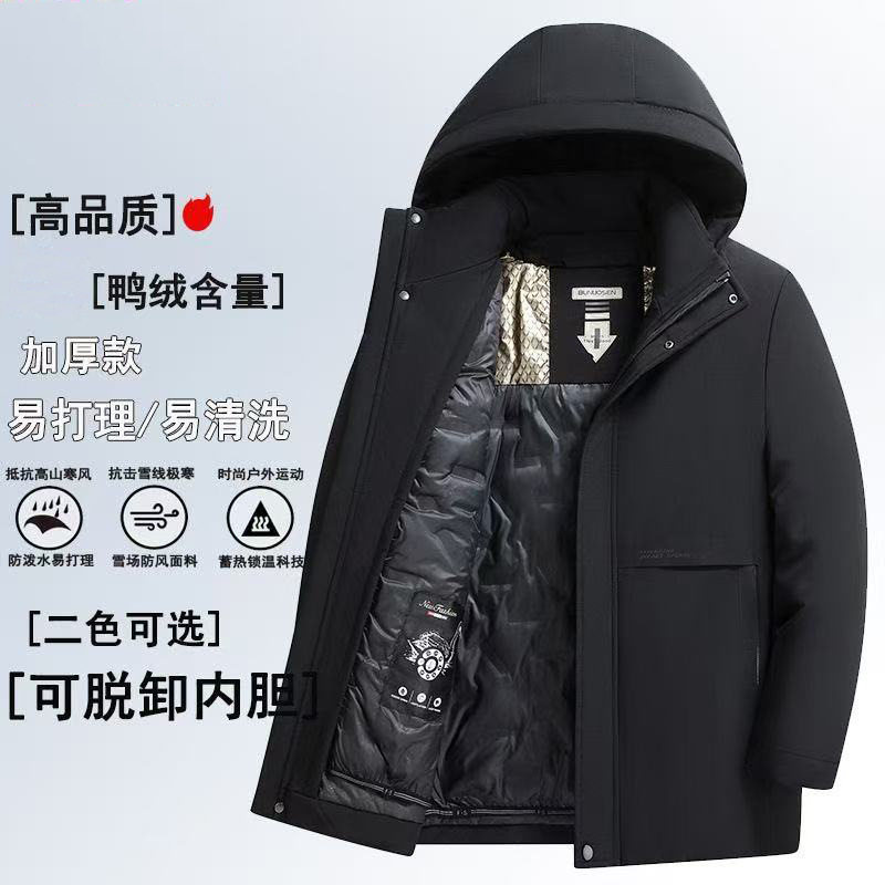 中老年羽绒服男短款可脱卸内胆加厚保暖爸爸装白鸭绒爷爷外套