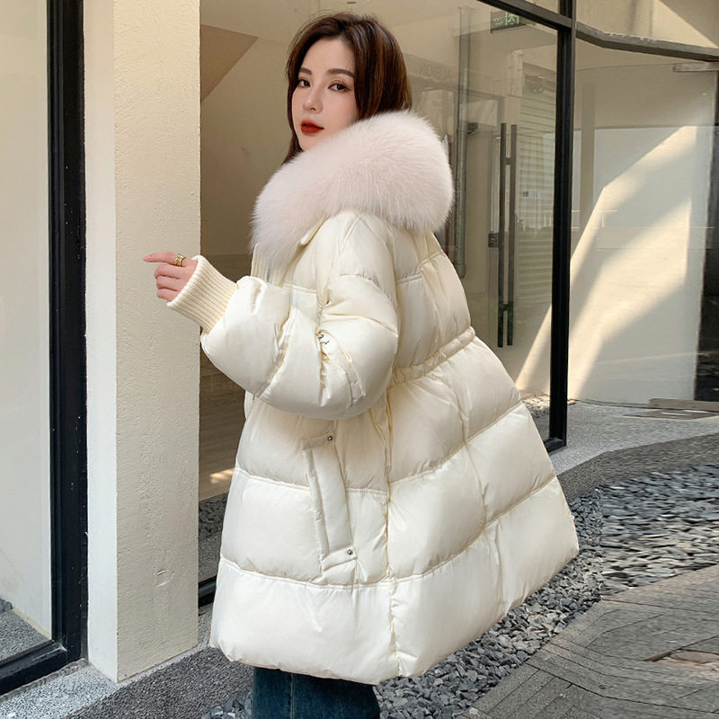 高端白鸭绒超大毛领羽绒服女2026中长款韩版加厚保暖收腰时尚外套