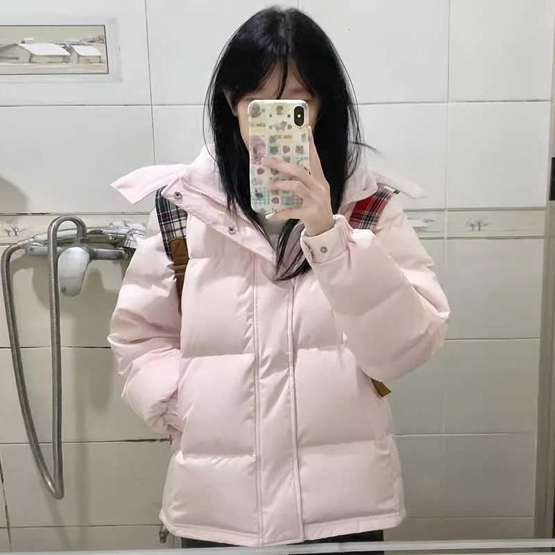 时尚短款羽绒服女冬季新品加厚连帽学生情侣白鸭面包保暖外套