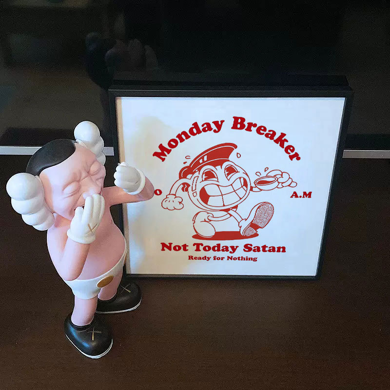 日韩卡通小众线条趣味太空人啤酒饮料挂画酒吧餐厅过道玄关装饰画图片