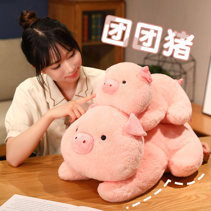 治愈系萌宠:团团猪毛绒公仔可爱软萌孩童女生陪伴玩偶礼物摆饰品