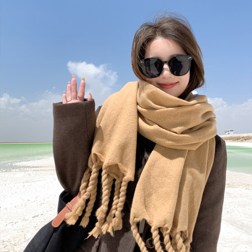 手感爆好~百搭仿羊绒麻花辫围巾