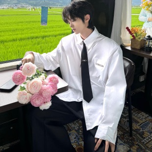 Desaturate 打底衬衣小众男高级感 白月光极简设计破坏刺绣秋款