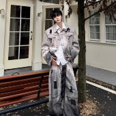 Desaturate小众设计感珍珠扎染牛仔外套男设计感宽松套装