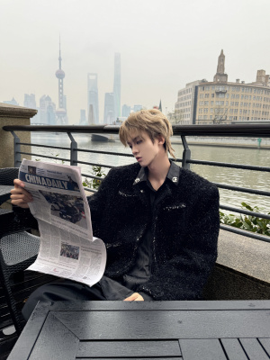 Desaturate 小香风金丝编织毛绒撞色设计感短款上衣外套男女同款