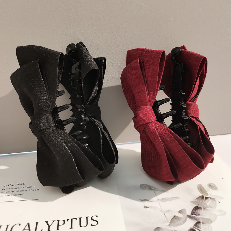 发量少马尾发夹~蝴蝶结后脑勺竖夹香蕉夹气质竖式发卡小号发饰女