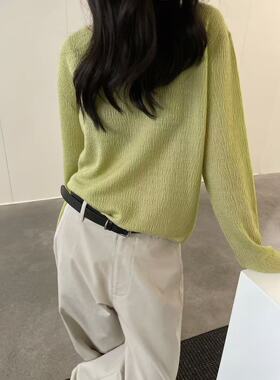 韩版2025秋季新款日常百搭肌理感针织上衣女圆领显瘦长袖针织衫