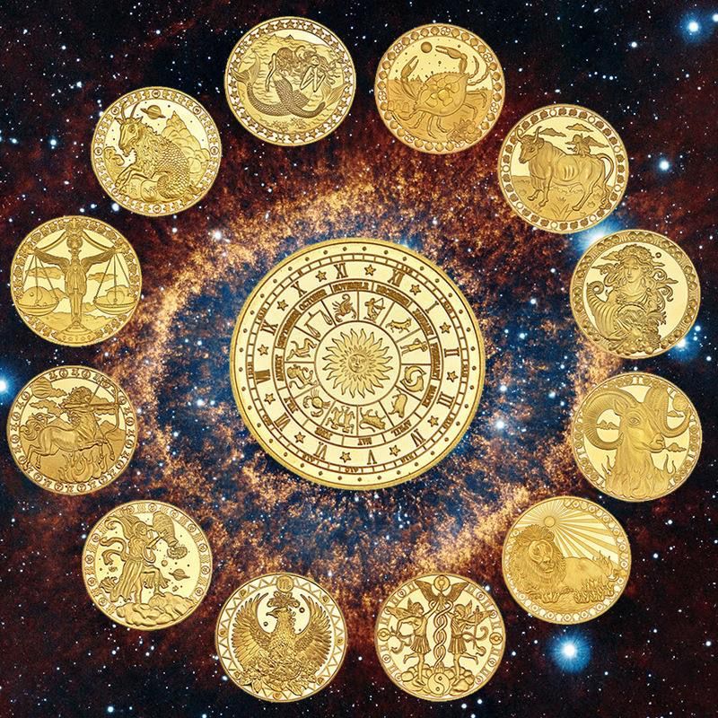 十二星座纪念全套欧美硬币美国硬币收藏品幸运守护星座币12星座币