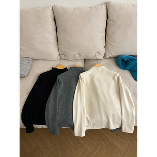 韩系高品质小立领百搭打底衫T恤简约舒适长袖tee