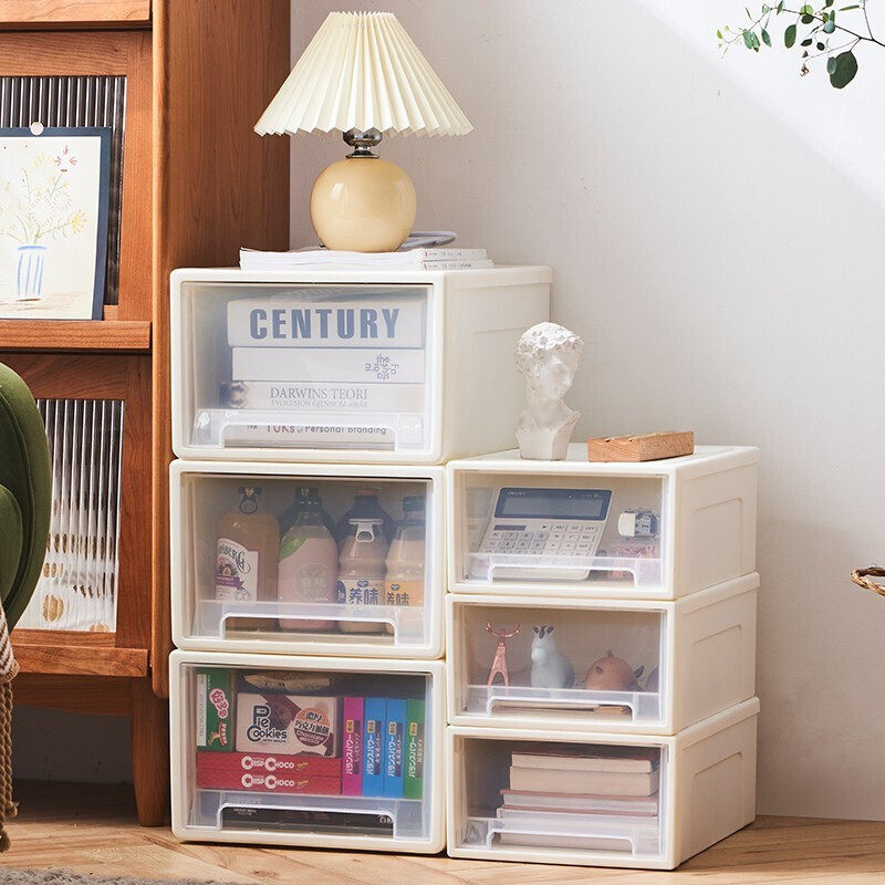 Spacexpert收纳箱桌面收纳盒家用衣服整理箱抽屉式透明塑料收纳柜